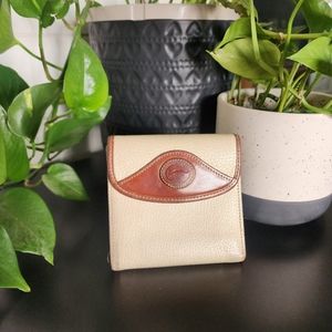 Vintage Dooney & Bourke Bone Brown Pebbled Leather Wallet Credit Card Coin Purse